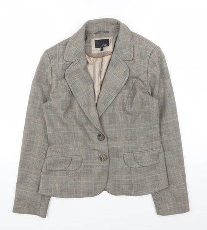 NEXT Womens Brown Plaid Polyester Jacket Blazer Size 12