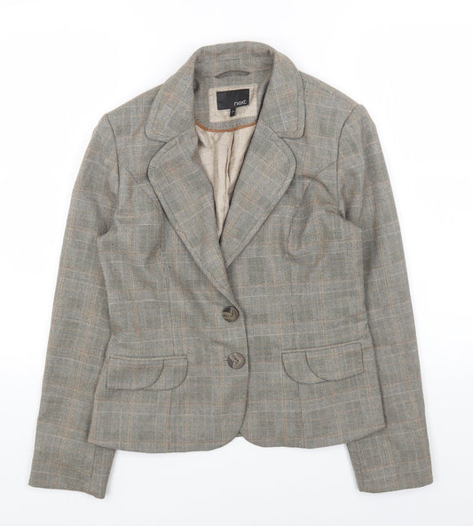 NEXT Womens Brown Plaid Polyester Jacket Blazer Size 12