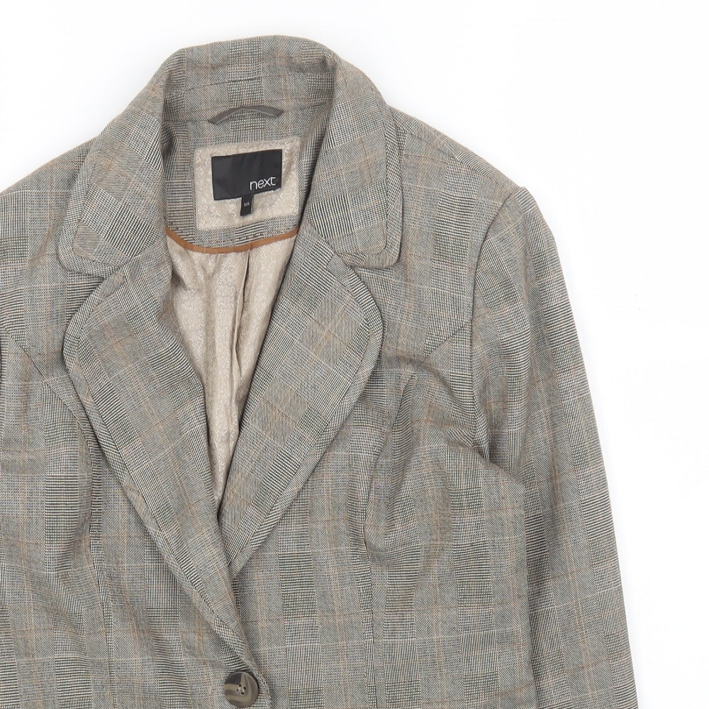 NEXT Womens Brown Plaid Polyester Jacket Blazer Size 12