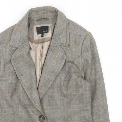 NEXT Womens Brown Plaid Polyester Jacket Blazer Size 12