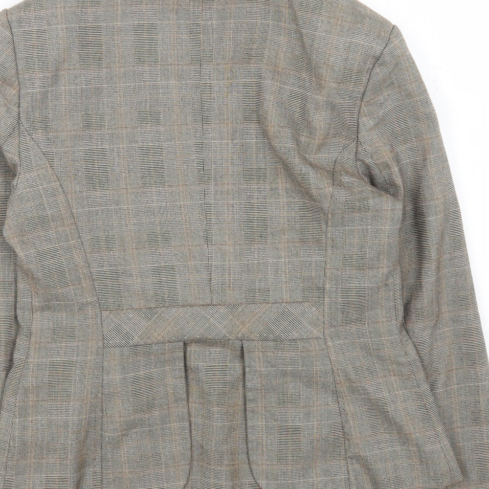 NEXT Womens Brown Plaid Polyester Jacket Blazer Size 12