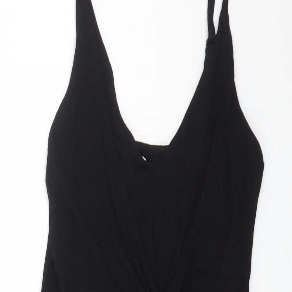 H&M Womens Black Cotton Slip Dress Size XS V-Neck Pullover