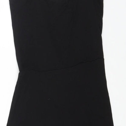 H&M Womens Black Cotton Slip Dress Size XS V-Neck Pullover