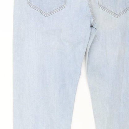 Marks and Spencer Mens Blue Cotton Skinny Jeans Size 32 in L31 in Regular Button