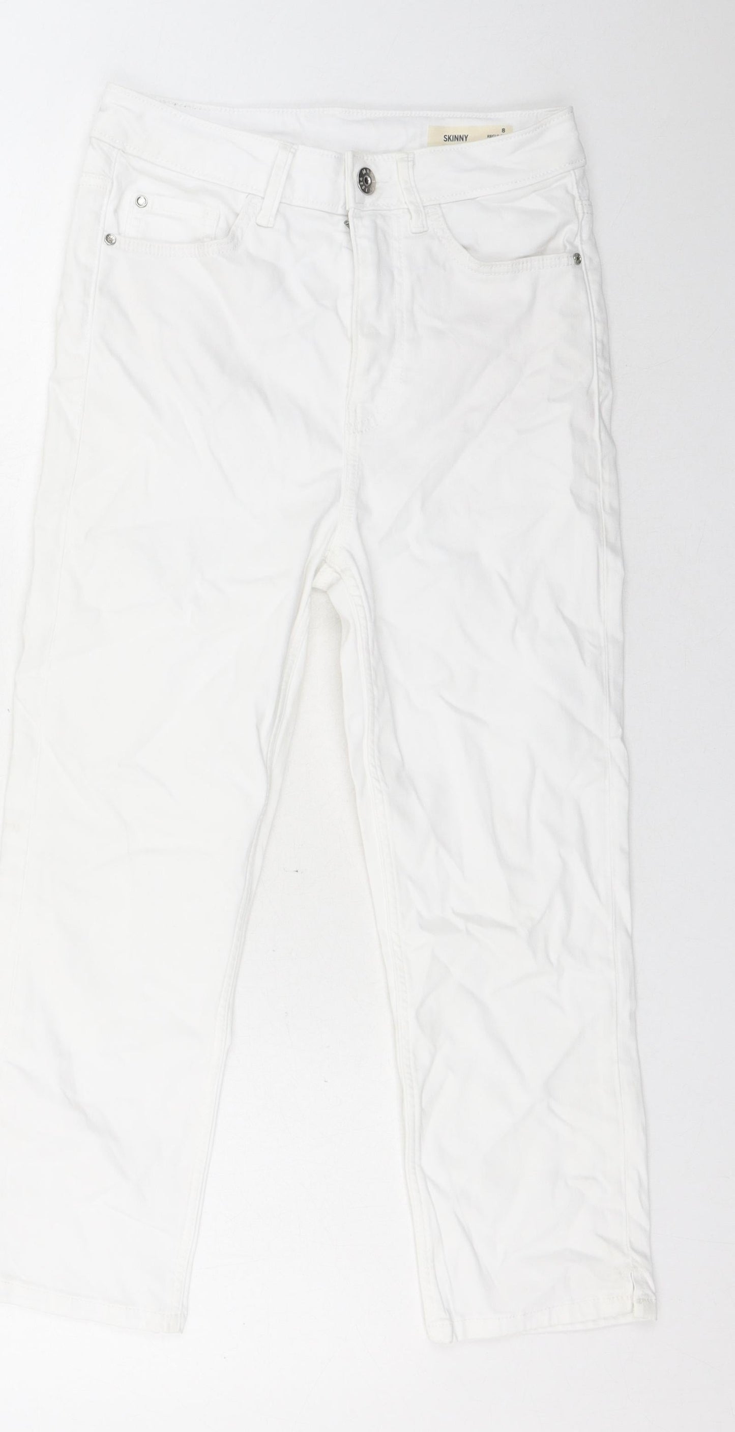 Womens UK Size 8 Marks and Spencer Regular Fit Straight White Jeans