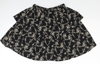 In the Style Womens Black Geometric Polyester Flare Skirt Size 6