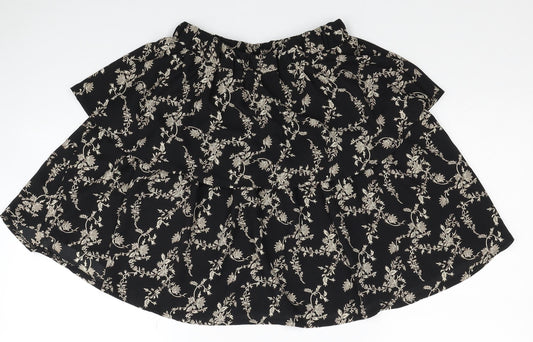 In the Style Womens Black Geometric Polyester Flare Skirt Size 6