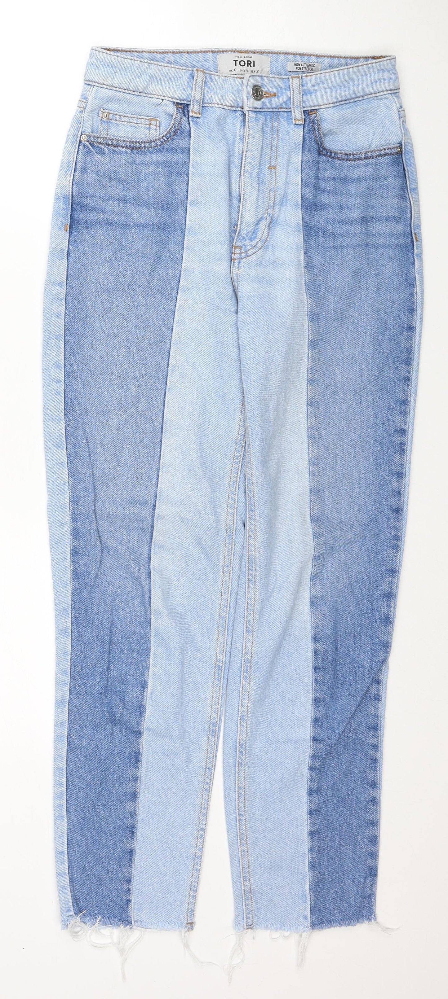 New Look Womens Blue Cotton Straight Jeans Size 6 Regular Zip