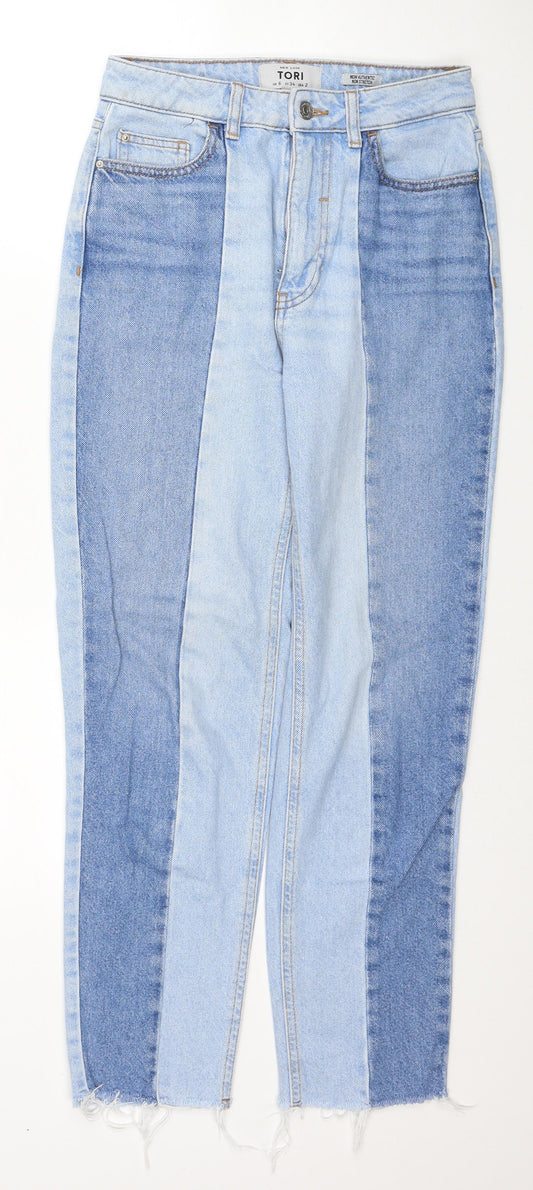 New Look Womens Blue Cotton Straight Jeans Size 6 Regular Zip