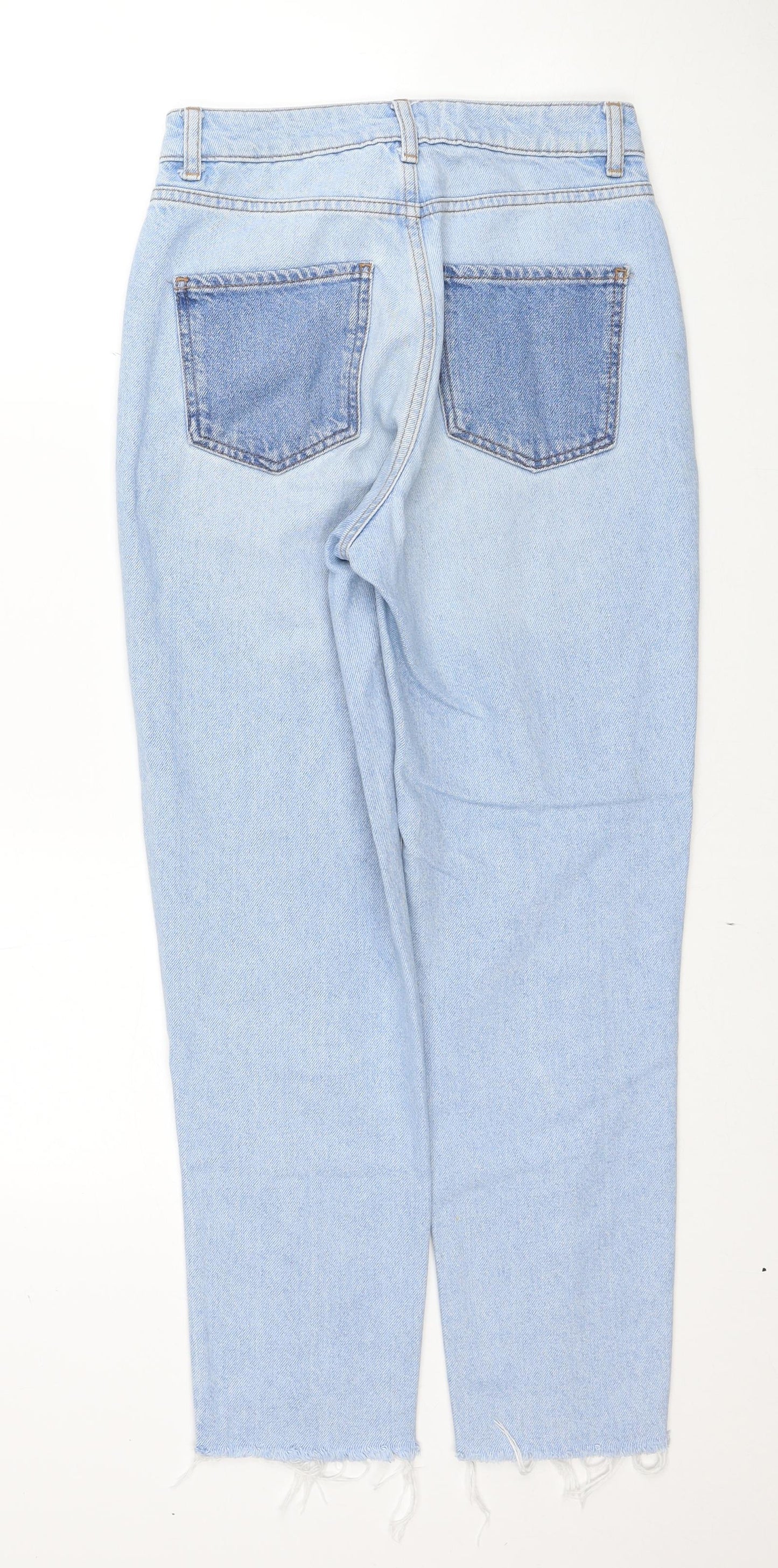 New Look Womens Blue Cotton Straight Jeans Size 6 Regular Zip