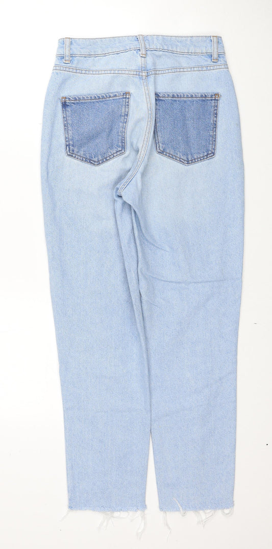 New Look Womens Blue Cotton Straight Jeans Size 6 Regular Zip