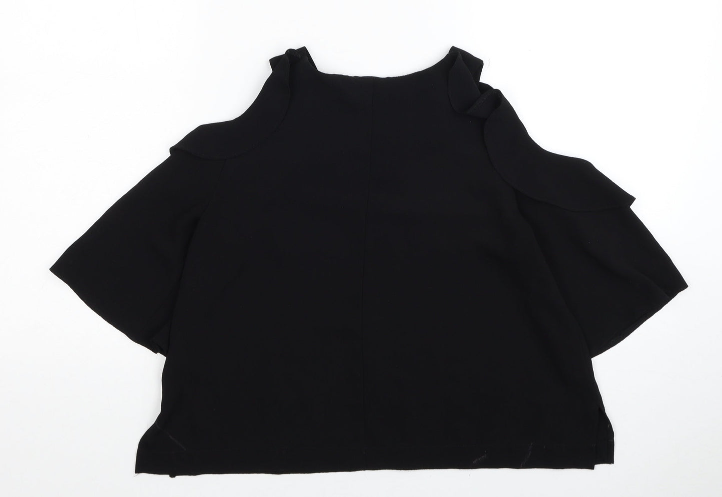 Womens UK Size 8 Topshop Black Cropped Blouse