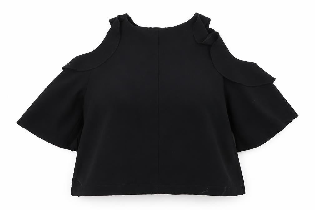 Womens UK Size 8 Topshop Black Cropped Blouse