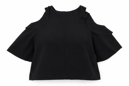 Womens UK Size 8 Topshop Black Cropped Blouse