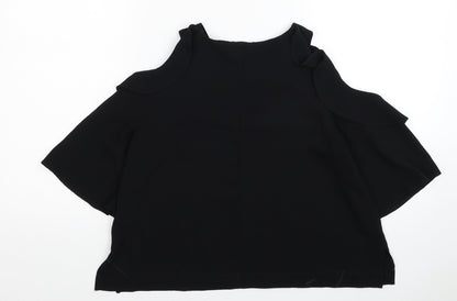 Womens UK Size 8 Topshop Black Cropped Blouse