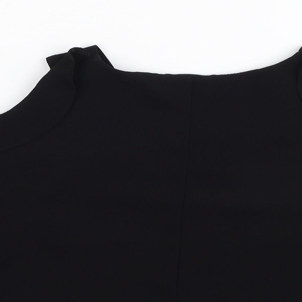 Womens UK Size 8 Topshop Black Cropped Blouse