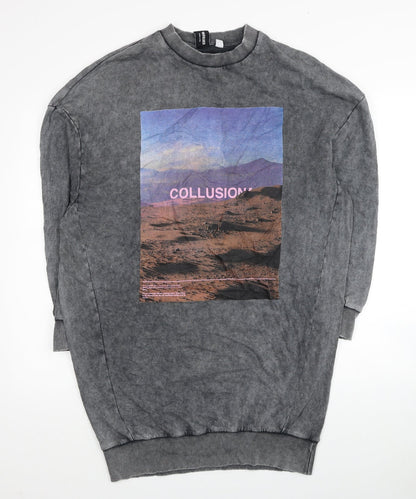 Womens UK Size 8 COLLUSION Grey Pullover Sweatshirt