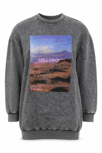 Collusion Womens Grey Cotton Pullover Sweatshirt Size 8 Pullover