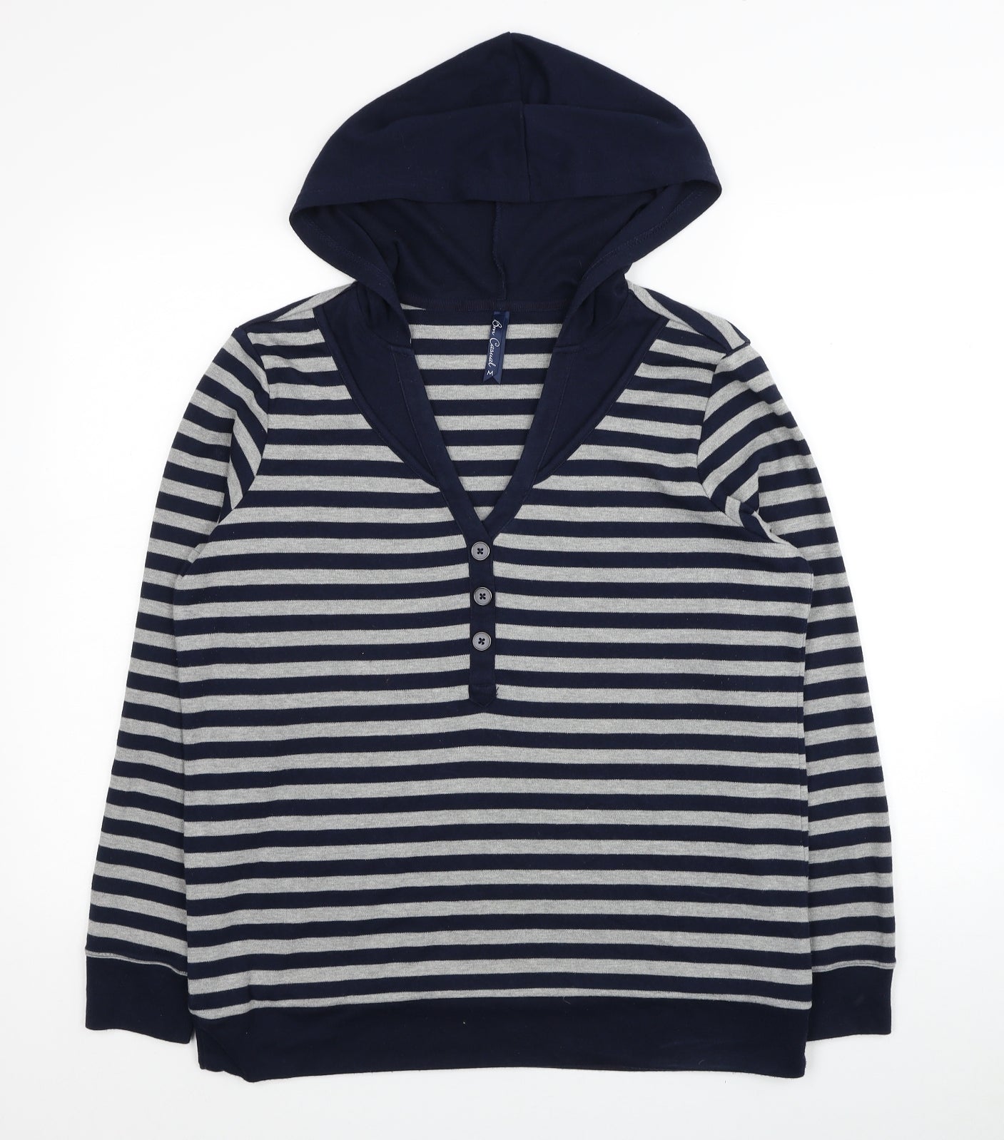 Bonmarché Womens Multicoloured Striped Polyester Pullover Hoodie Size M Pullover