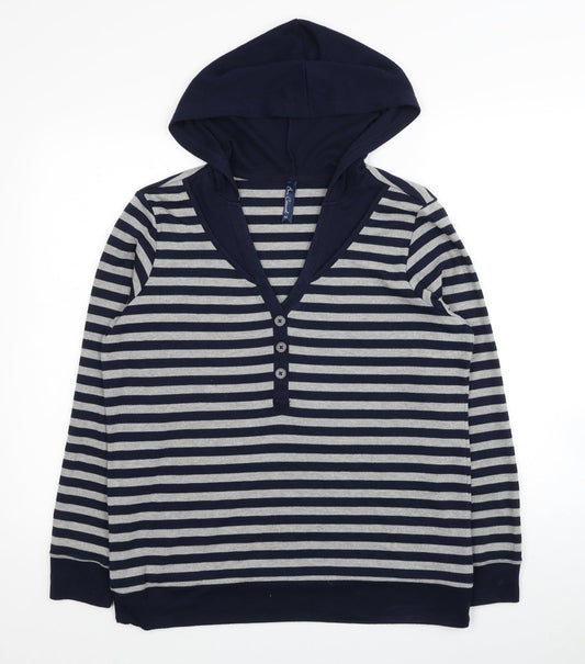 Bonmarché Womens Multicoloured Striped Polyester Pullover Hoodie Size M Pullover
