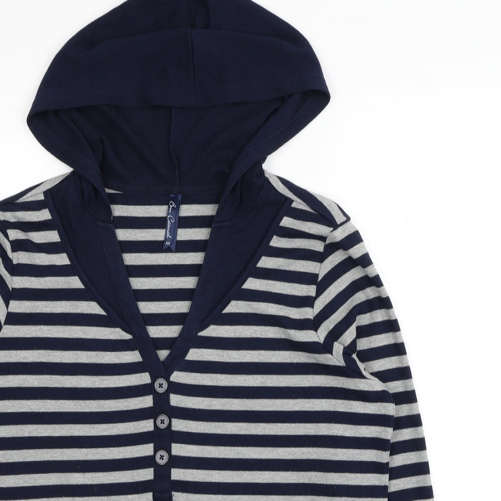 Bonmarché Womens Multicoloured Striped Polyester Pullover Hoodie Size M Pullover