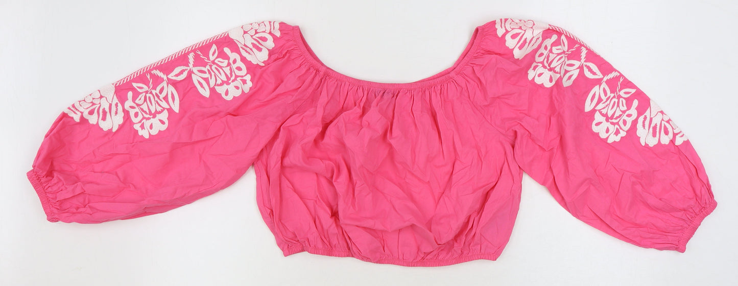 Womens UK Size 16 Marks and Spencer Pink Cropped Blouse