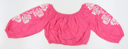 Womens UK Size 16 Marks and Spencer Pink Cropped Blouse