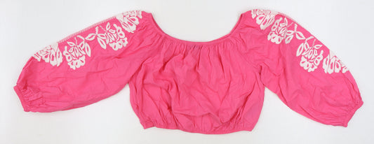 Womens UK Size 16 Marks and Spencer Pink Cropped Blouse