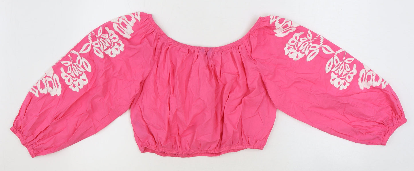 Womens UK Size 16 Marks and Spencer Pink Cropped Blouse