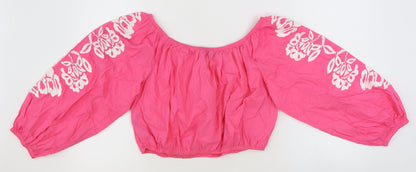 Womens UK Size 16 Marks and Spencer Pink Cropped Blouse