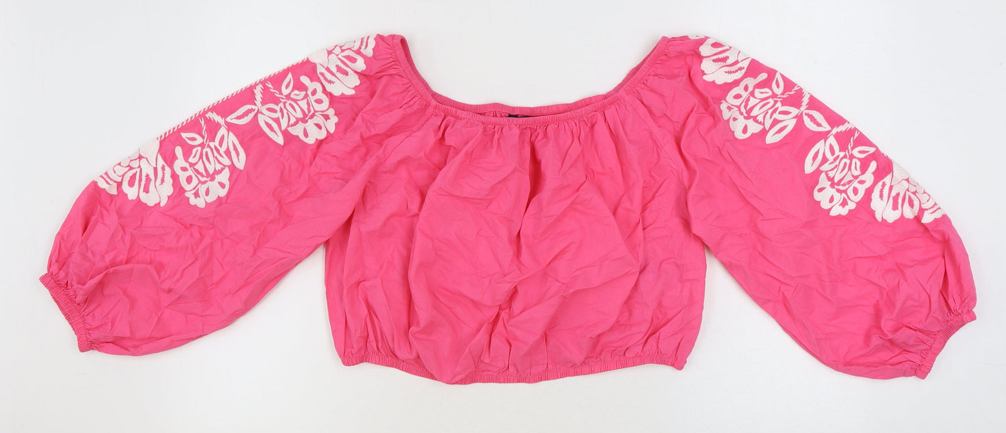 Womens UK Size 18 Marks and Spencer Pink Cropped Blouse