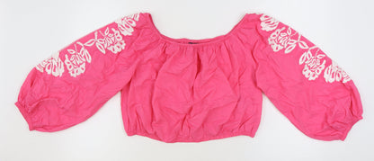 Womens UK Size 18 Marks and Spencer Pink Cropped Blouse