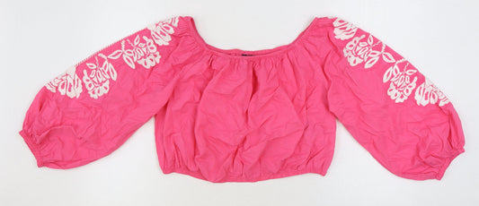 Womens UK Size 18 Marks and Spencer Pink Cropped Blouse