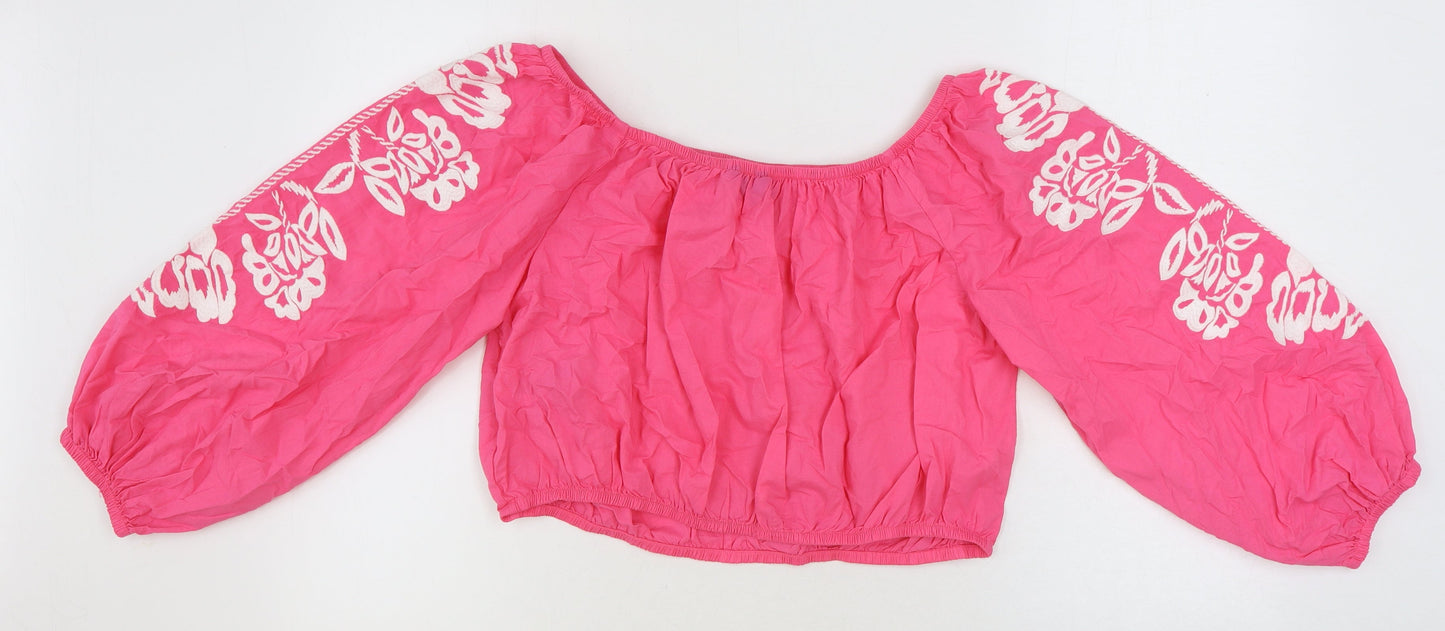 Womens UK Size 18 Marks and Spencer Pink Cropped Blouse