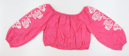 Womens UK Size 18 Marks and Spencer Pink Cropped Blouse