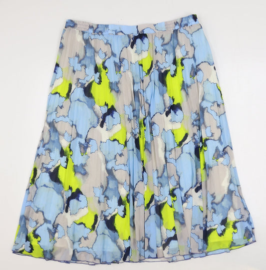 Marks and Spencer Womens Blue Geometric Polyester Swing Skirt Size 20