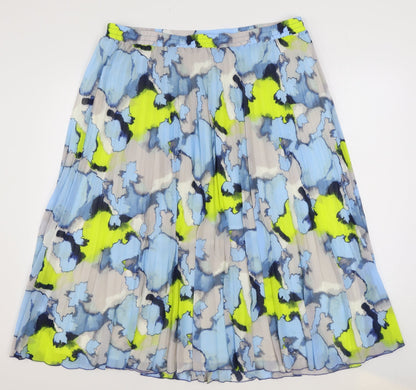 Marks and Spencer Womens Blue Geometric Polyester Swing Skirt Size 20