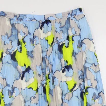 Marks and Spencer Womens Blue Geometric Polyester Swing Skirt Size 20