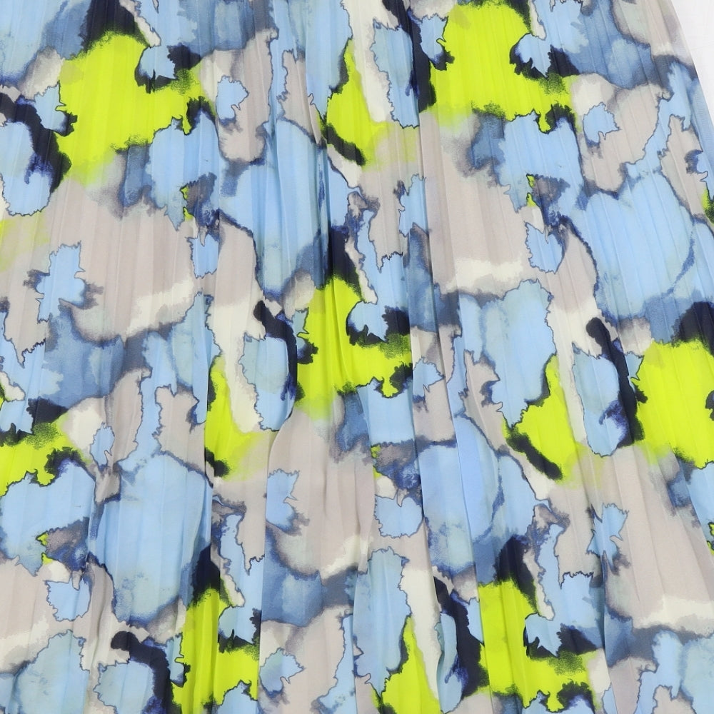 Marks and Spencer Womens Blue Geometric Polyester Swing Skirt Size 20