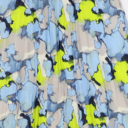 Marks and Spencer Womens Blue Geometric Polyester Swing Skirt Size 20