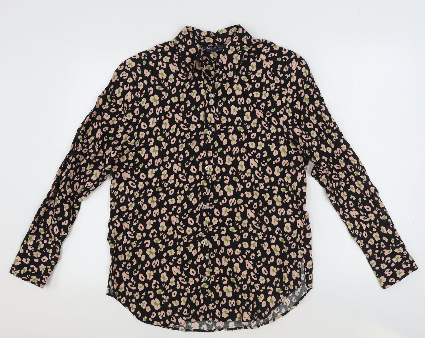 Womens UK Size 10 Marks and Spencer Black Basic Button-Up