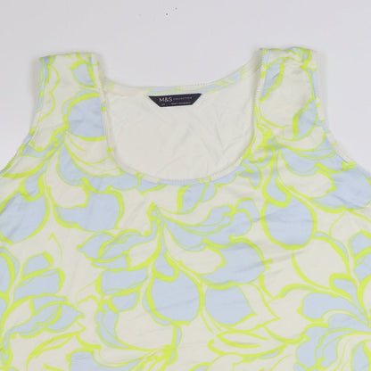 Marks and Spencer Womens Multicoloured Floral Polyester Basic Tank Size 24 Scoop Neck