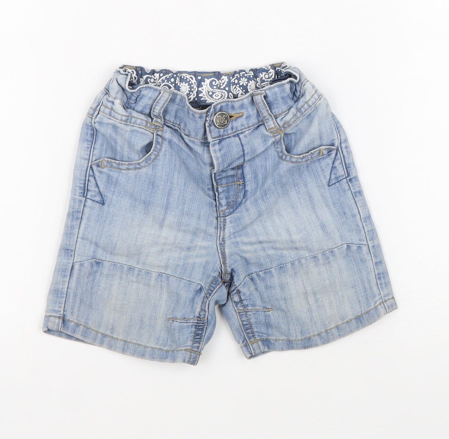 NEXT Boys Blue Cotton Cropped Trousers Size 9-12 Months Button