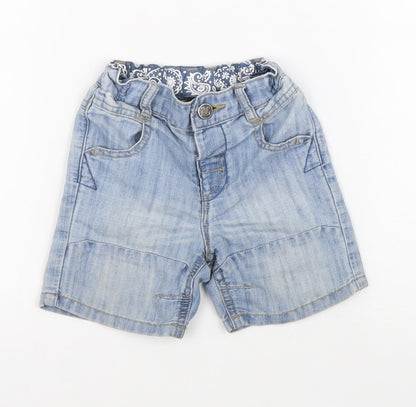 NEXT Boys Blue Cotton Cropped Trousers Size 9-12 Months Button