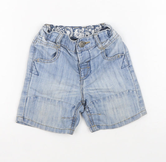 NEXT Boys Blue Cotton Cropped Trousers Size 9-12 Months Button