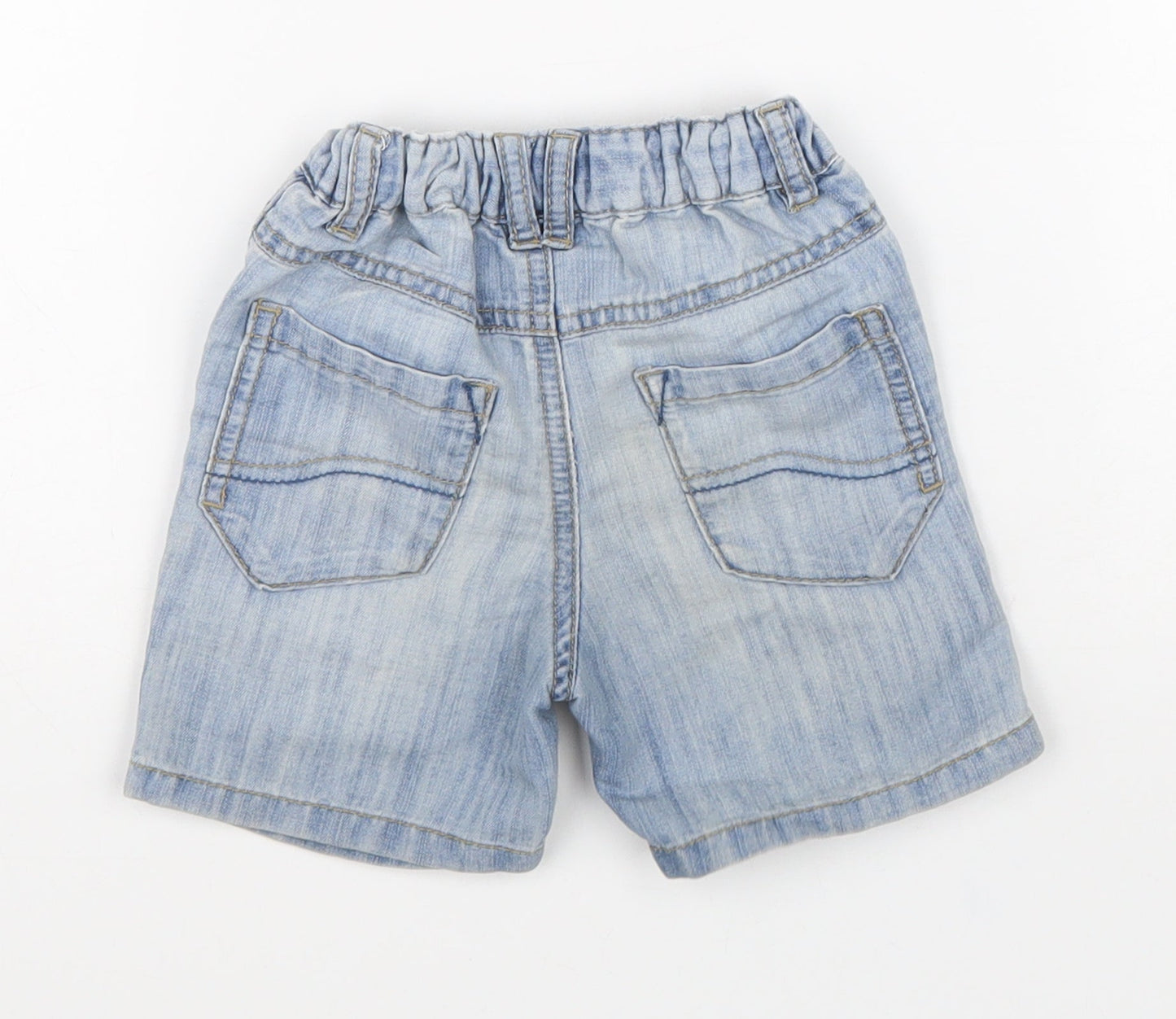 NEXT Boys Blue Cotton Cropped Trousers Size 9-12 Months Button