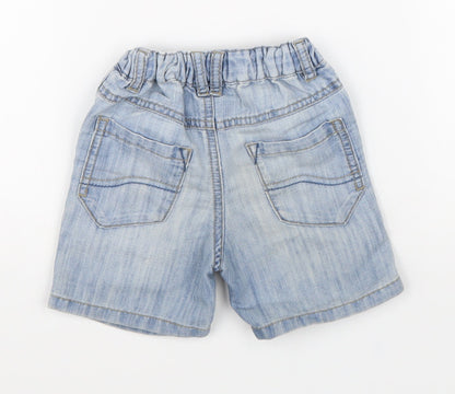 NEXT Boys Blue Cotton Cropped Trousers Size 9-12 Months Button