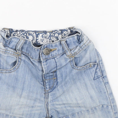 NEXT Boys Blue Cotton Cropped Trousers Size 9-12 Months Button