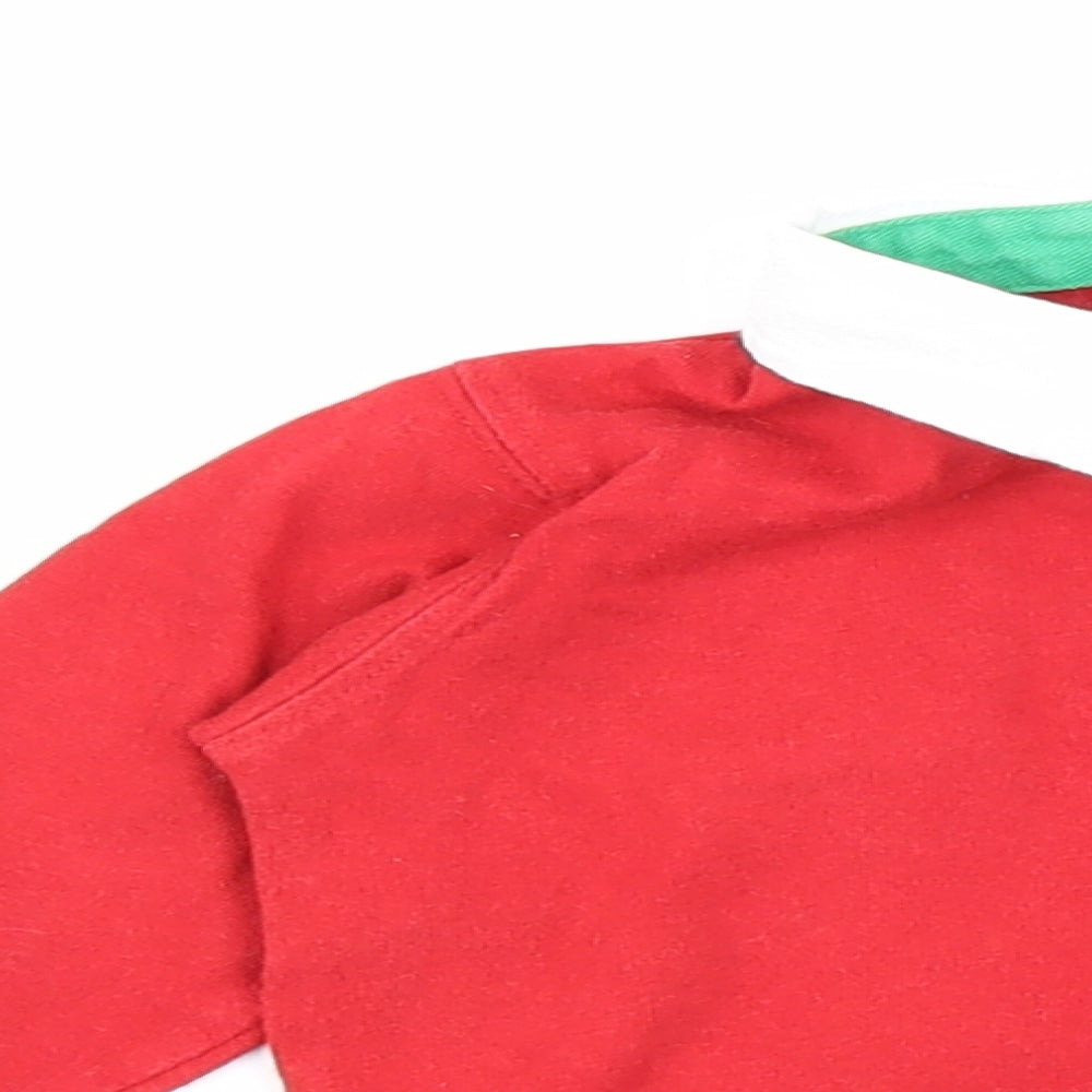 Baby Boys Red 100% Cotton Basic Button-Up Size 12 Months Round Neck Button - Welsh Flag