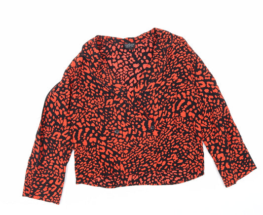 Topshop Womens Red Animal Print 100% Viscose Jacket Suit Jacket Size 10